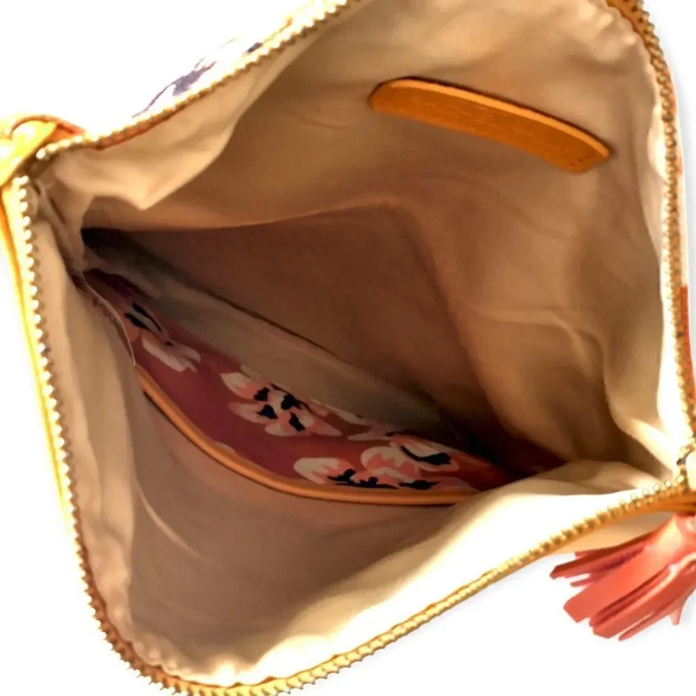 Rachel Pally Zahara Clutch Envelope Folding Floral Orange Blossoms Vegan Leather